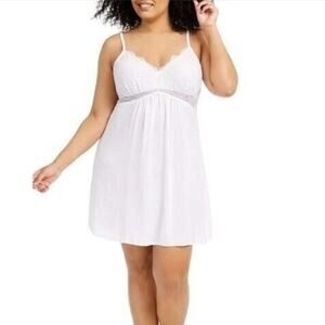 INC International Concepts Plus-Size Lace-Detail Chemise Bright White 2X
